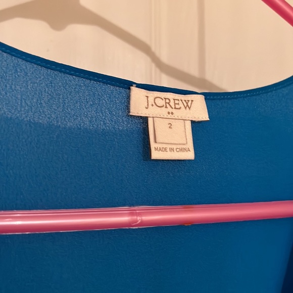J. Crew Bright Blue Scoop Neck Cap Sleeve Shell Blouse - Picture 2 of 2